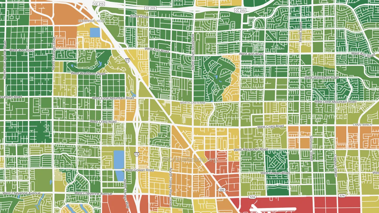 North Cheyenne, Las Vegas, NV Map of Vandalism Rates