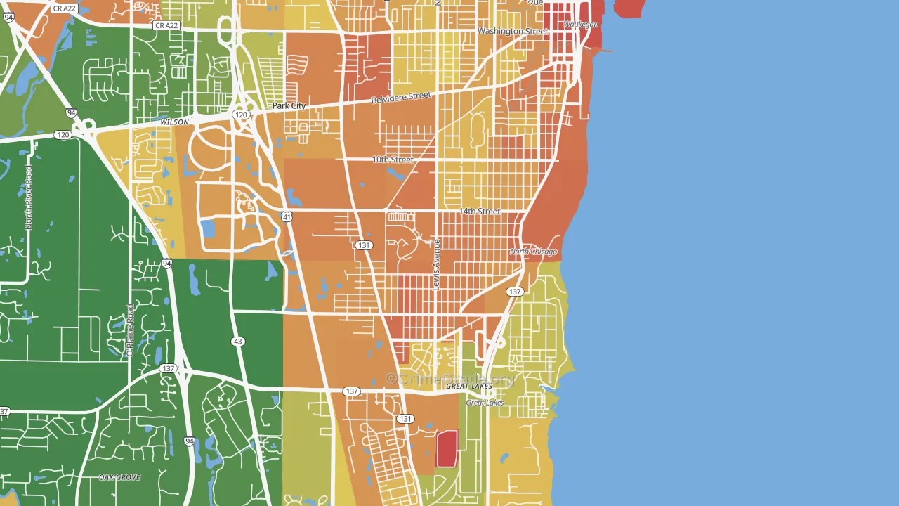 North Chicago, IL Map of Vandalism Rates