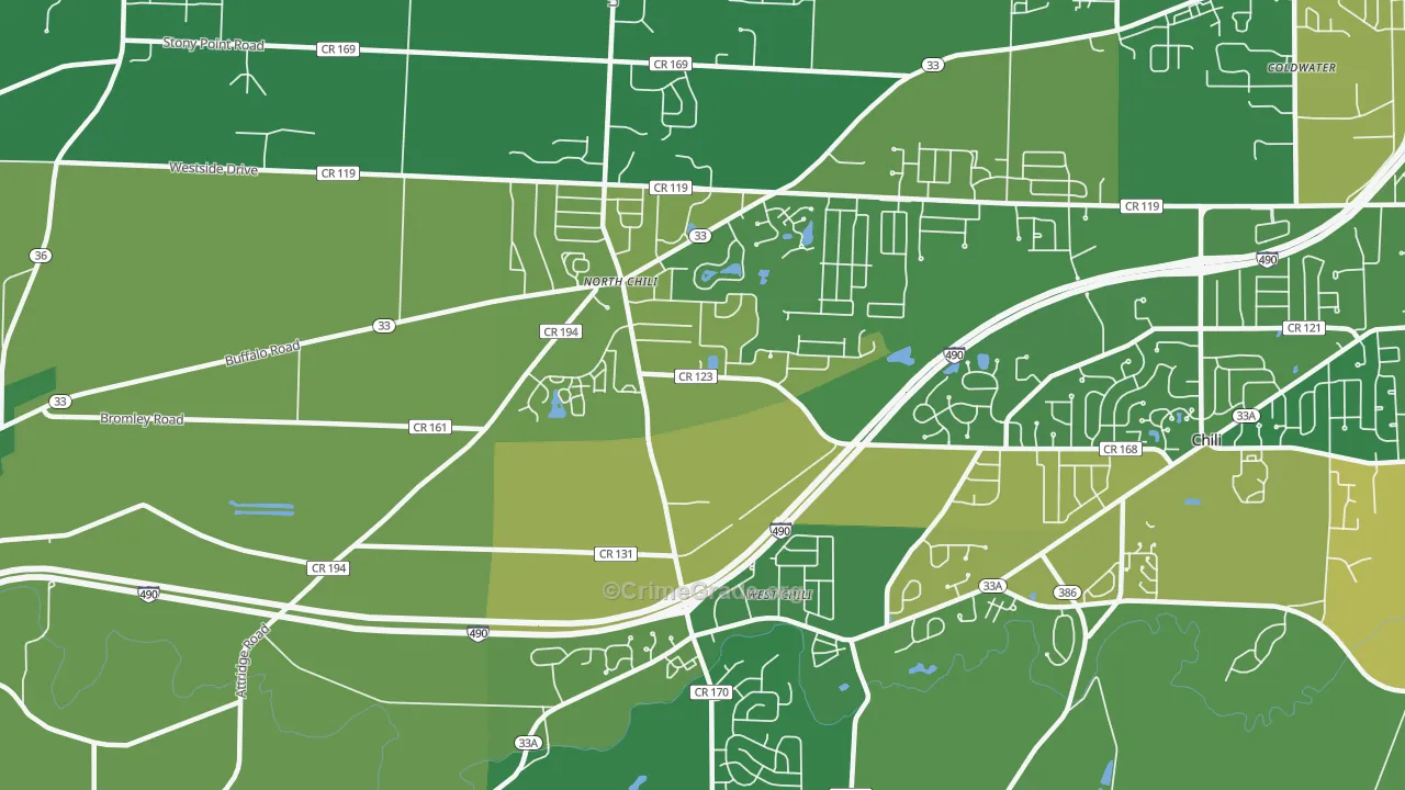 North Chili, NY Map of Vandalism Rates