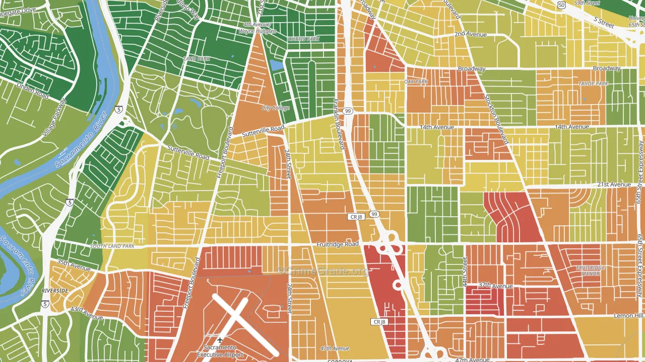 North City Farms, Sacramento, CA Map of Vandalism Rates