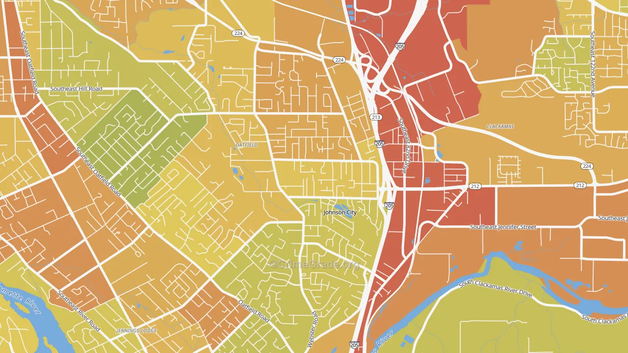 North Clackamas, Oatfield, OR Map of Vandalism Rates