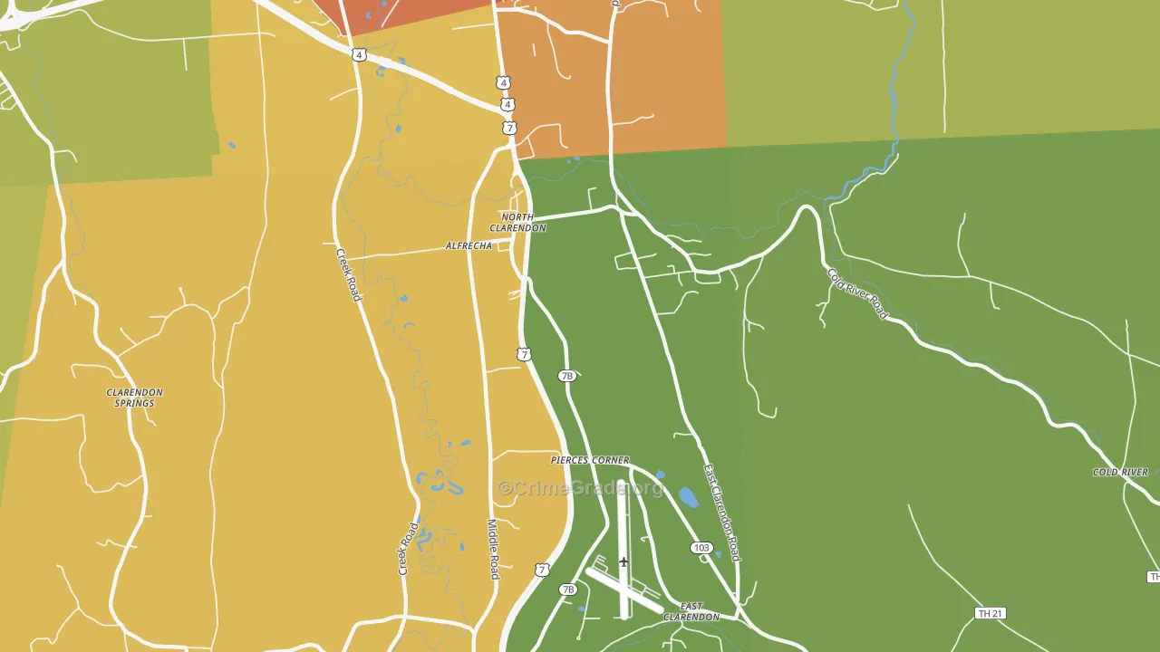 North Clarendon, VT Map of Vandalism Rates