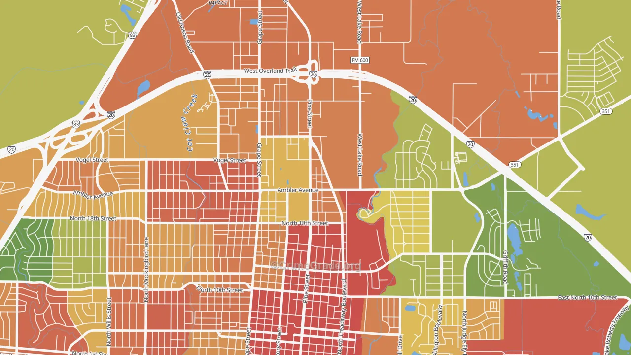 North College, Abilene, TX Map of Vandalism Rates