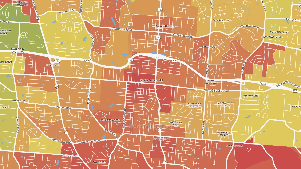North College Hill, OH Map of Vandalism Rates