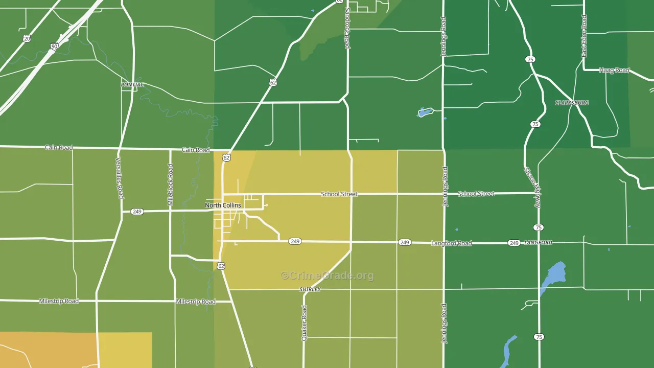 North Collins, NY Map of Vandalism Rates