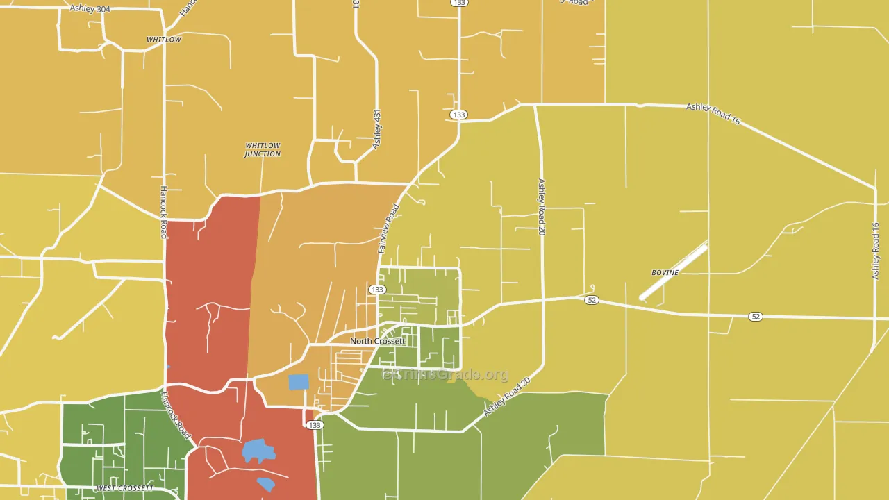 North Crossett, AR Map of Vandalism Rates