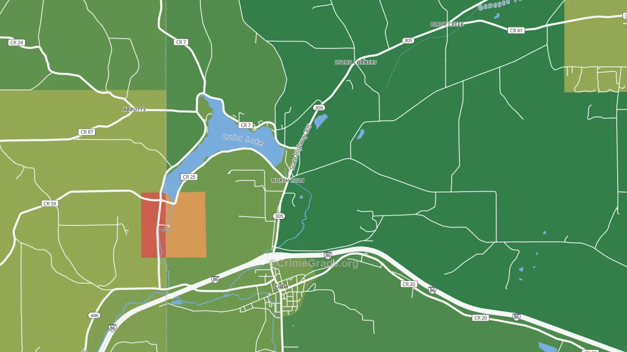 North Cuba, NY Map of Vandalism Rates