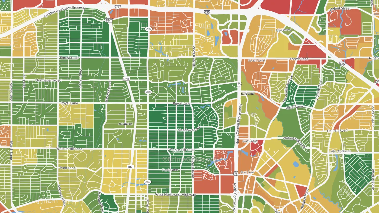 North Dallas, Dallas, TX Map of Vandalism Rates