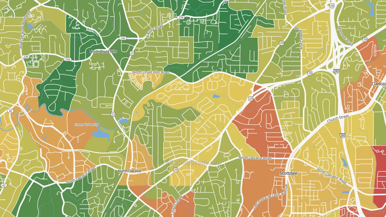 North Decatur, GA Map of Vandalism Rates
