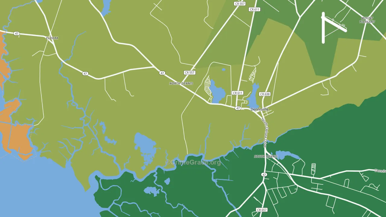 North Dennis, NJ Map of Vandalism Rates