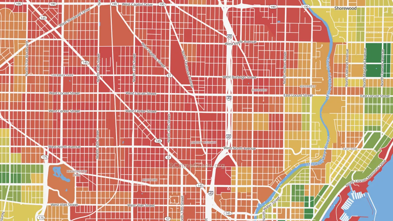 North Division, Milwaukee, WI Map of Vandalism Rates