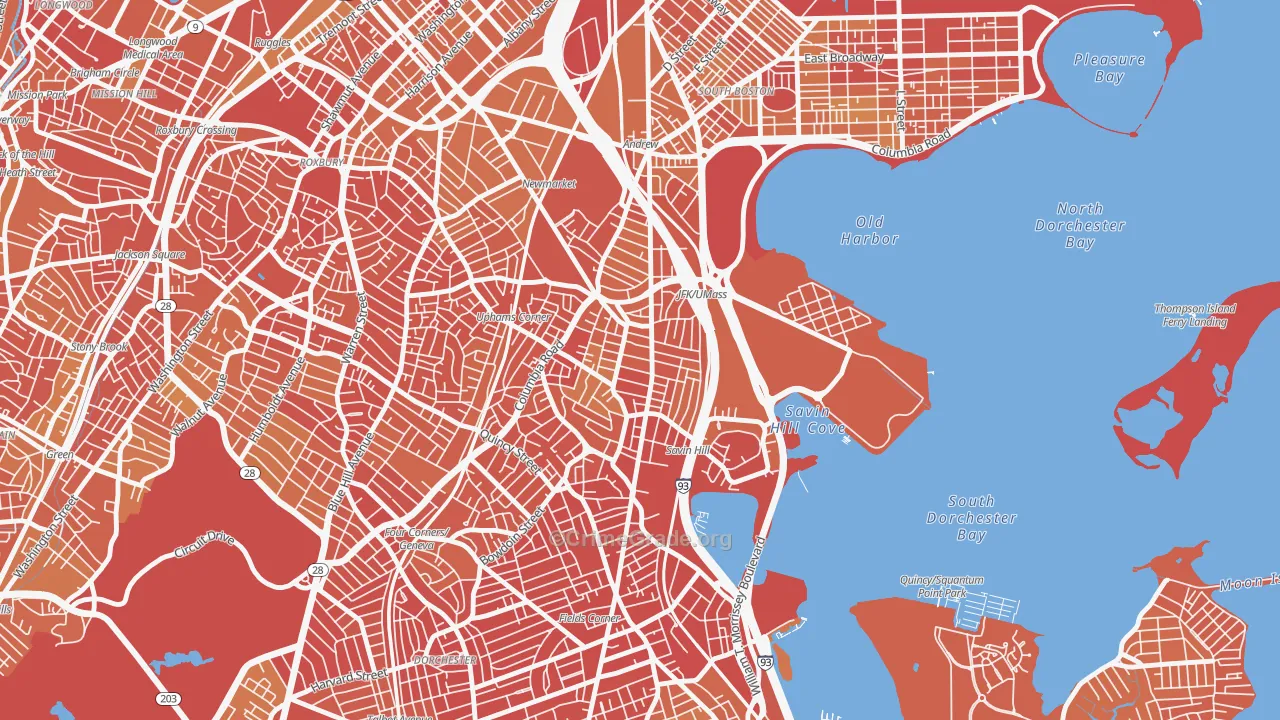 North Dorchester, Boston, MA Map of Vandalism Rates