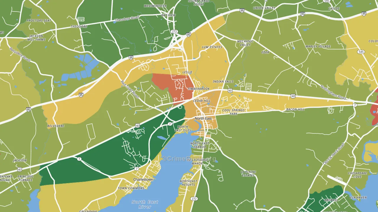 North East, MD Map of Vandalism Rates