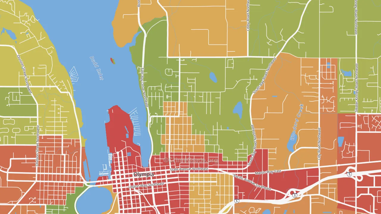 North East, Olympia, WA Map of Vandalism Rates