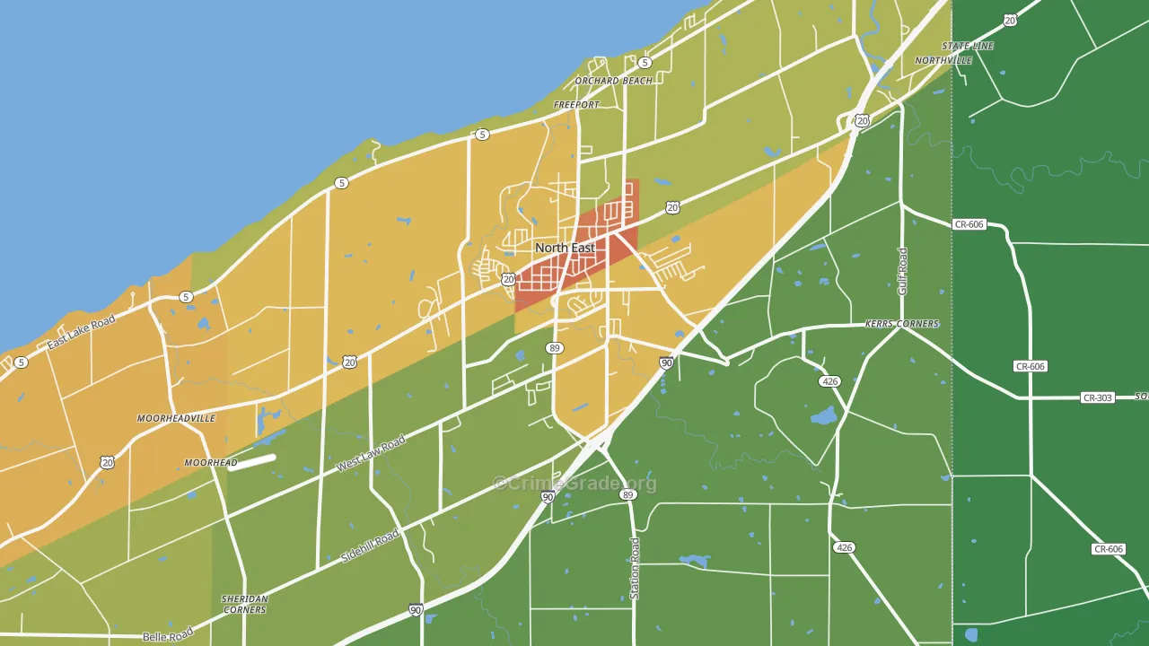 North East, PA Map of Vandalism Rates