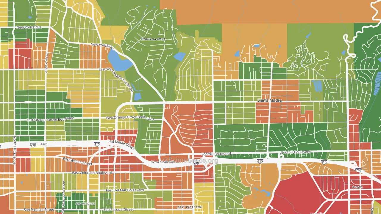 North East, Pasadena, CA Map of Vandalism Rates