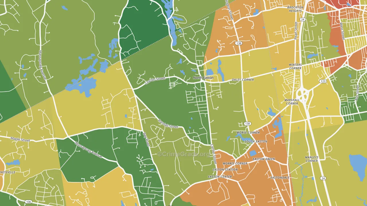 North Easton, MA Map of Vandalism Rates