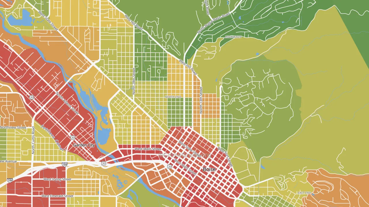 North End, Boise, ID Map of Vandalism Rates