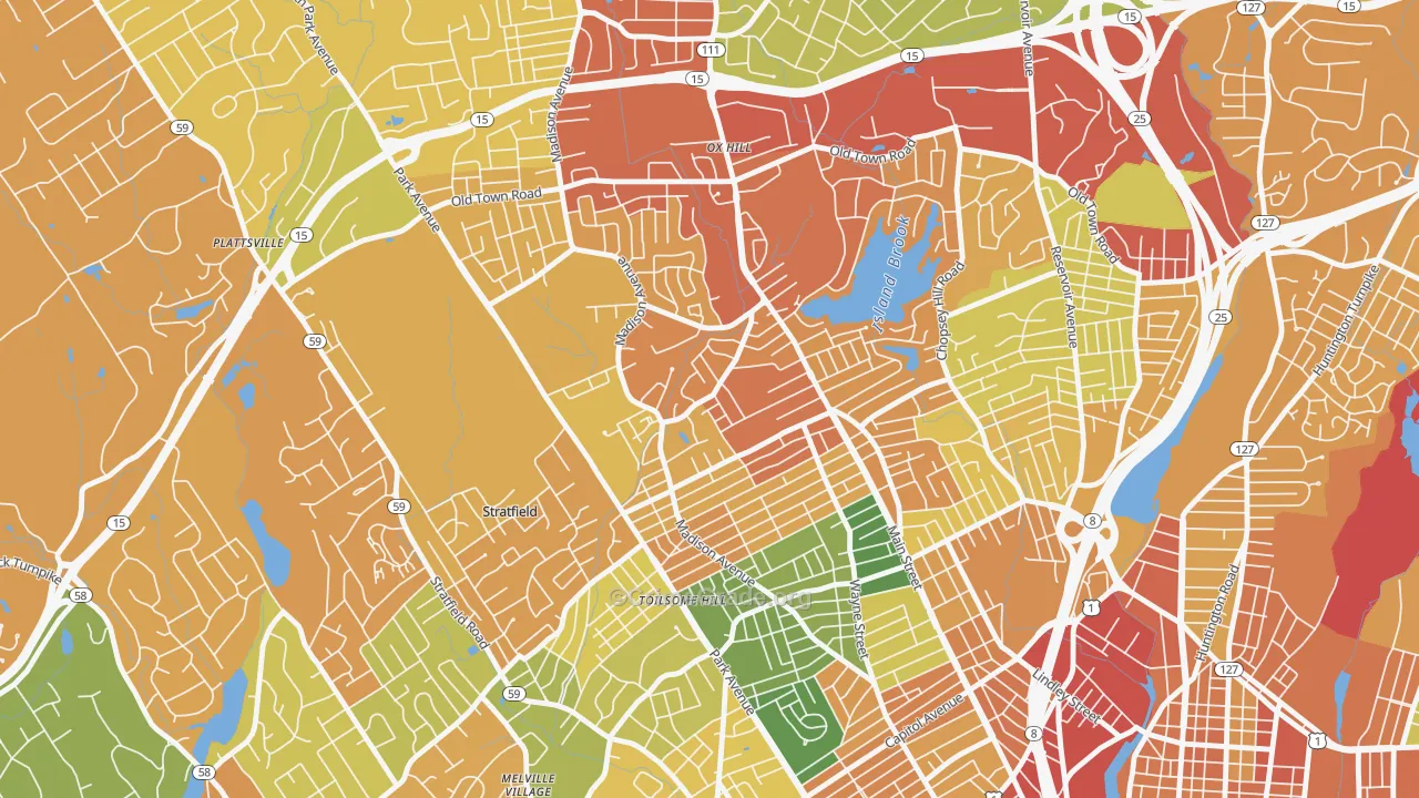 North End, Bridgeport, CT Map of Vandalism Rates