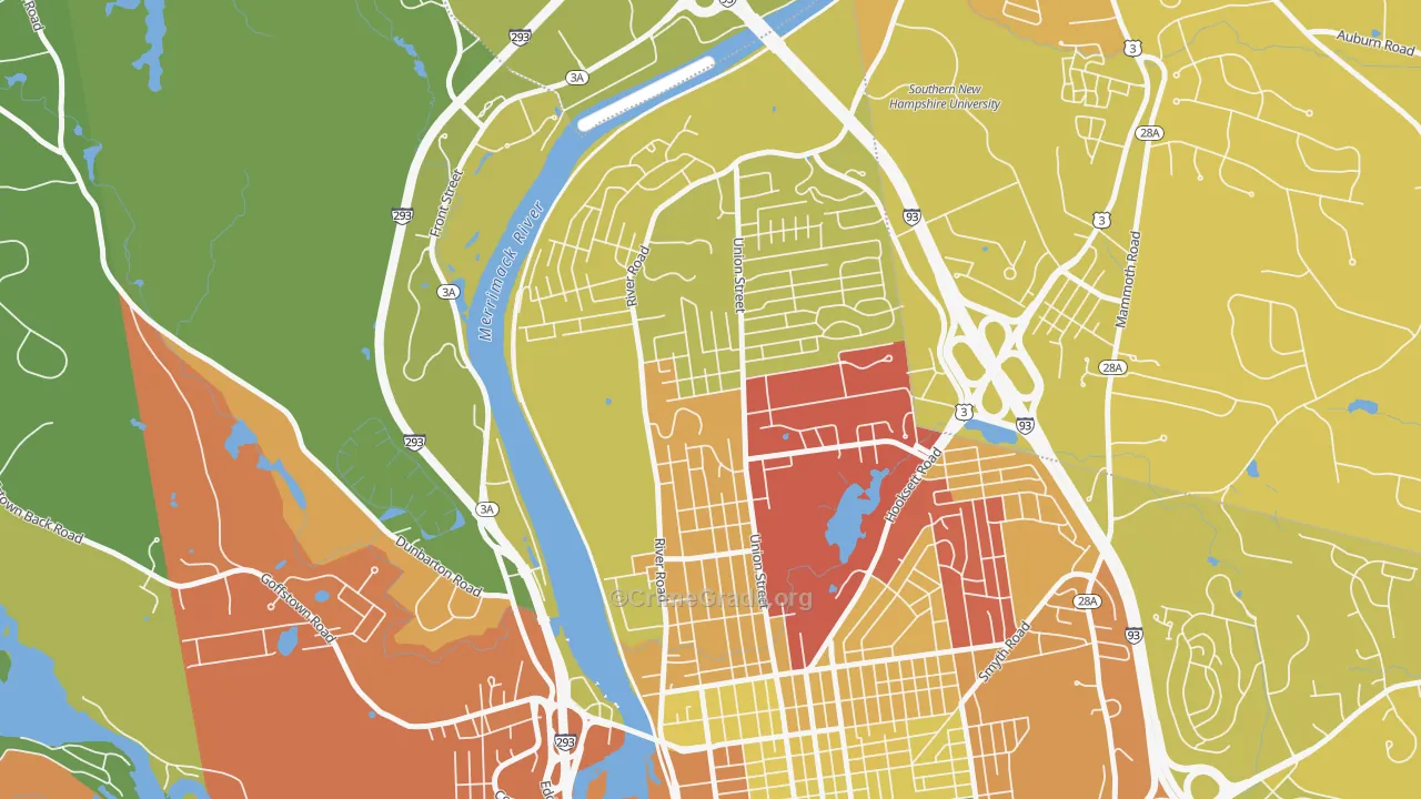North End Manchester, Manchester, NH Map of Vandalism Rates