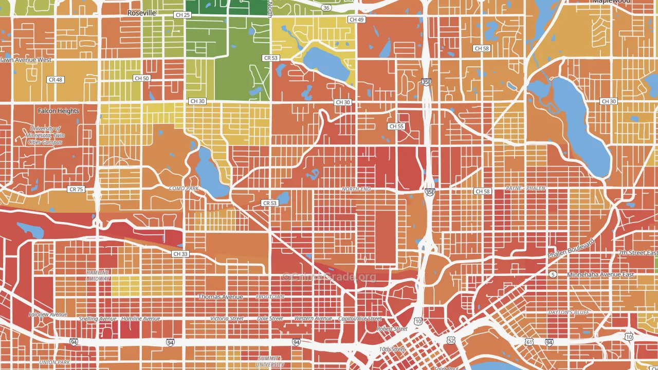North End, St. Paul, MN Map of Vandalism Rates