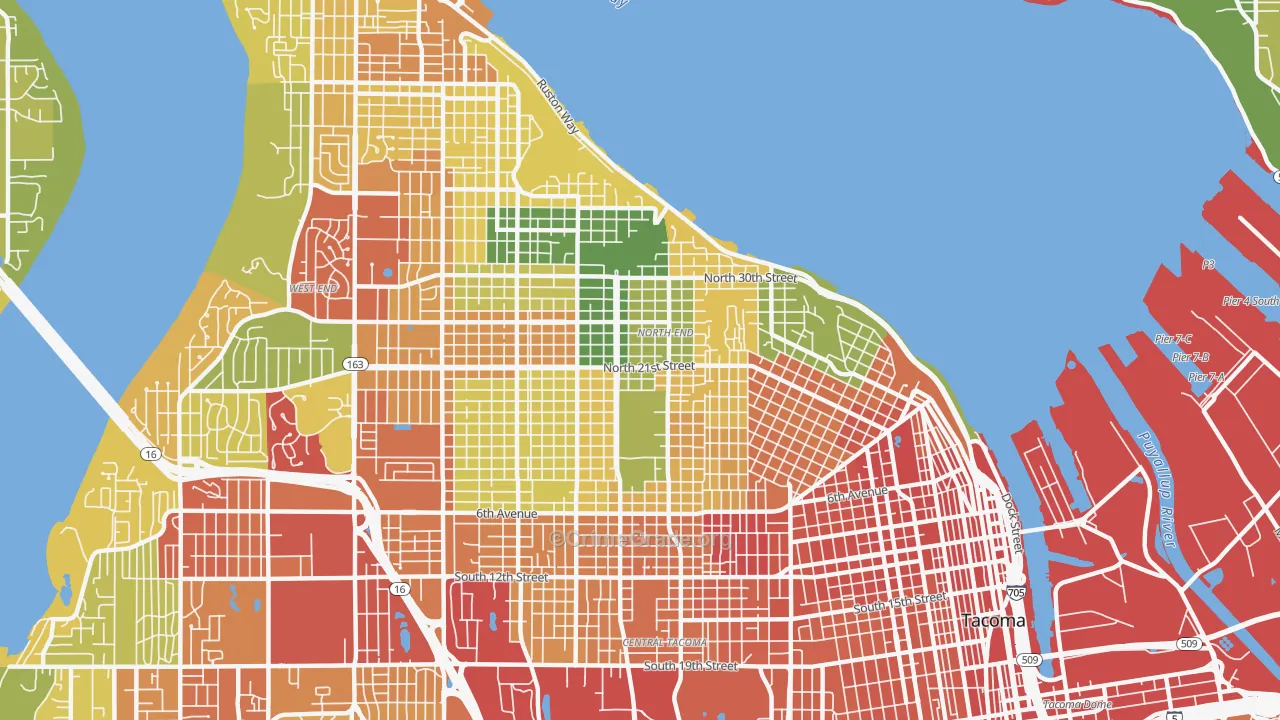 North End, Tacoma, WA Map of Vandalism Rates