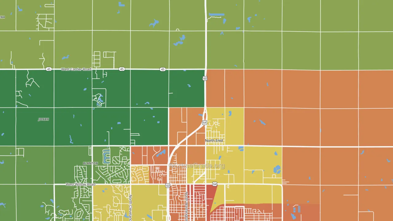 North Enid, OK Map of Vandalism Rates