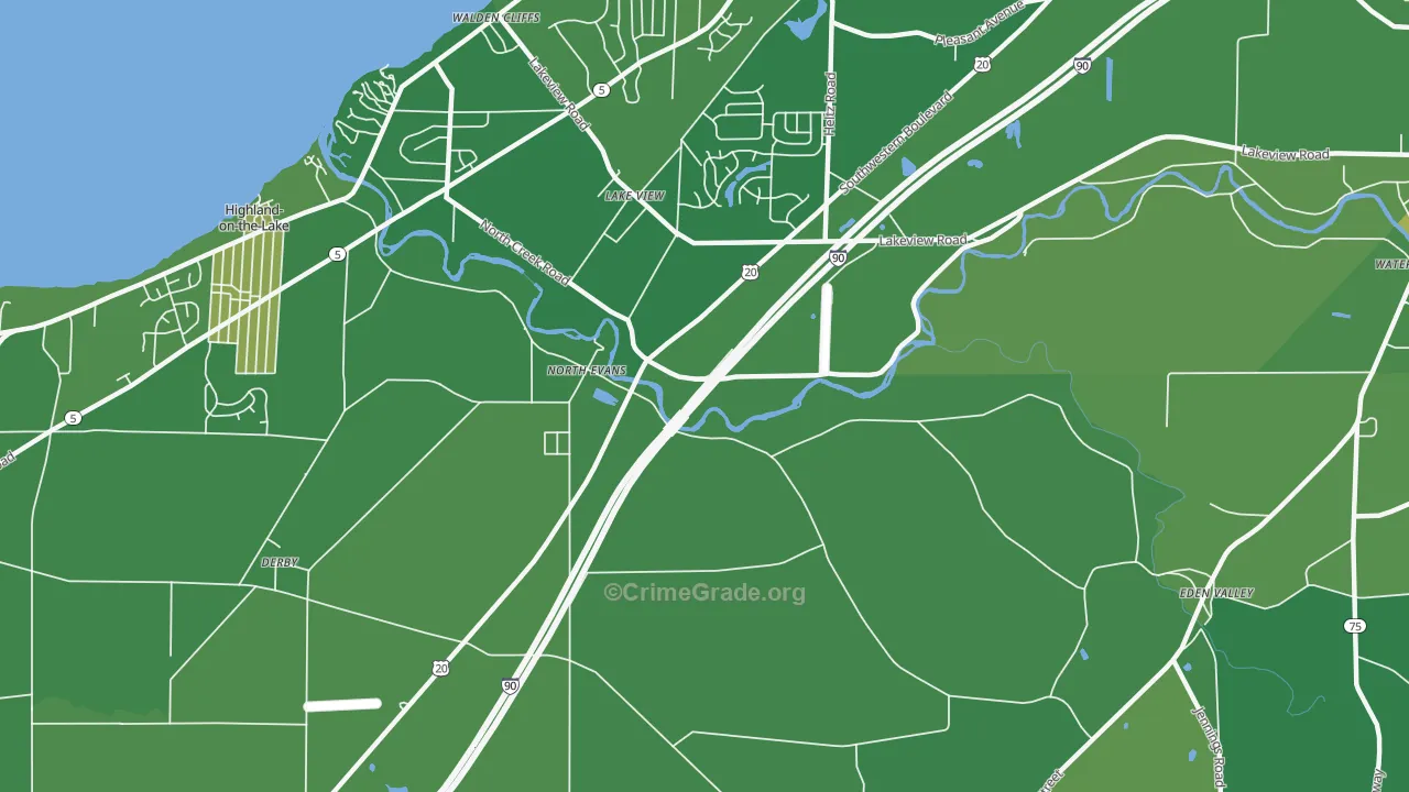 North Evans, NY Map of Vandalism Rates