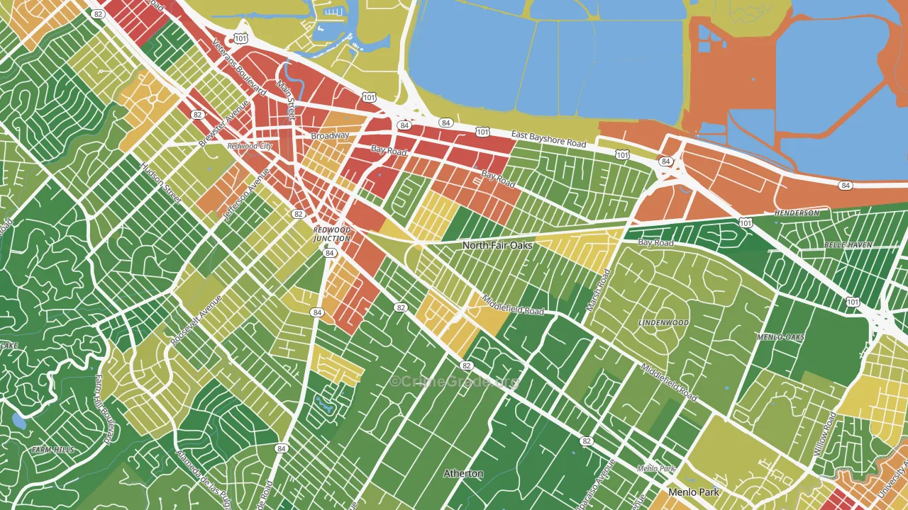 North Fair Oaks, CA Map of Vandalism Rates