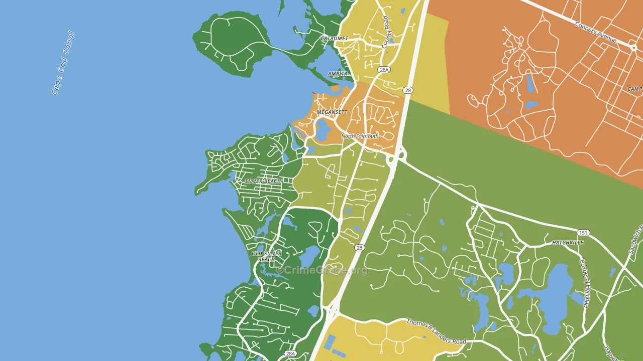 North Falmouth, MA Map of Vandalism Rates