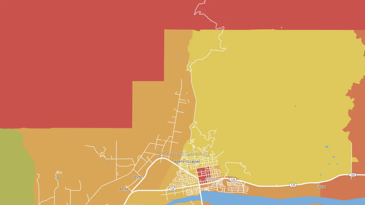 North Fillmore, CA Map of Vandalism Rates
