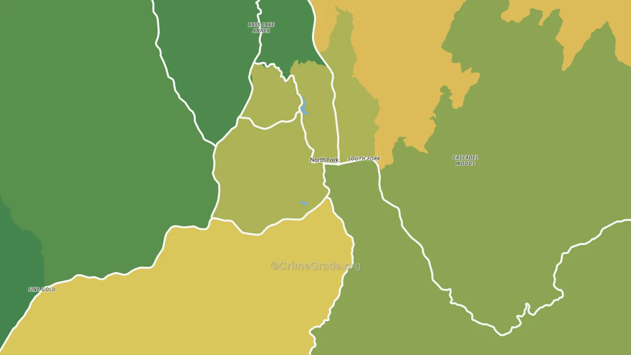 North Fork, CA Map of Vandalism Rates
