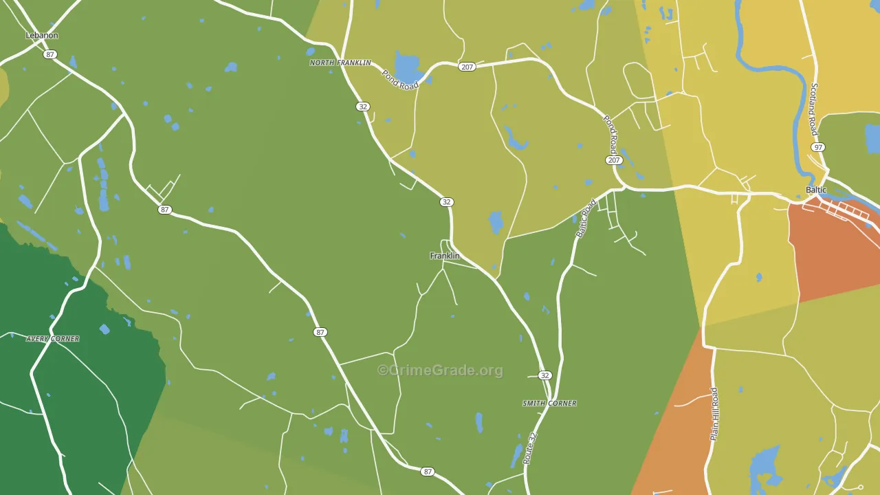 North Franklin, CT Map of Vandalism Rates