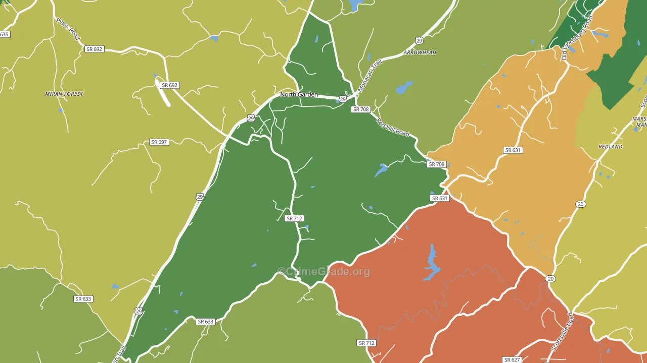 North Garden, VA Map of Vandalism Rates