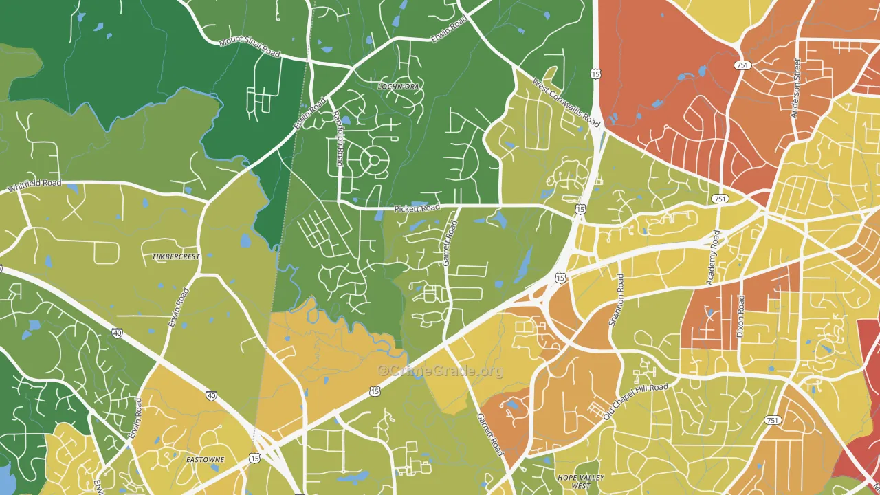 North Garrett Road, Durham, NC Map of Vandalism Rates