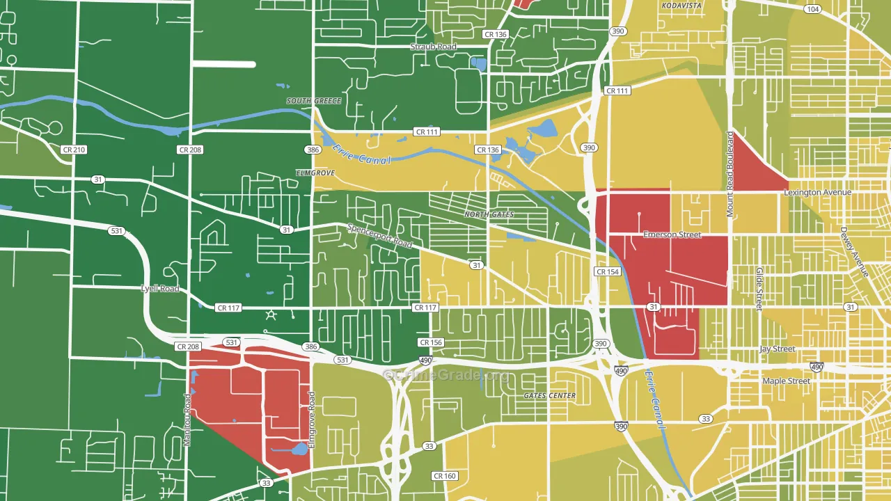 North Gates, NY Map of Vandalism Rates