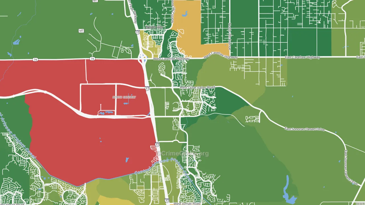 North Gateway, Phoenix, AZ Map of Vandalism Rates
