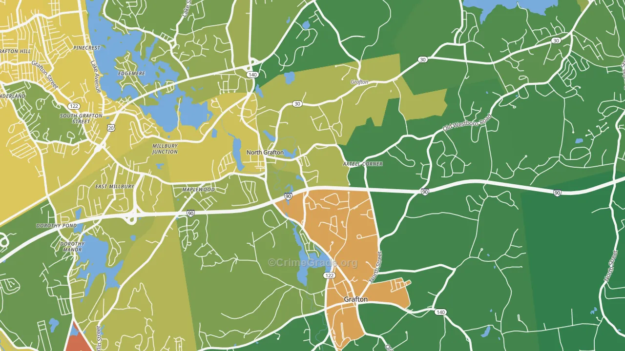 North Grafton, MA Map of Vandalism Rates