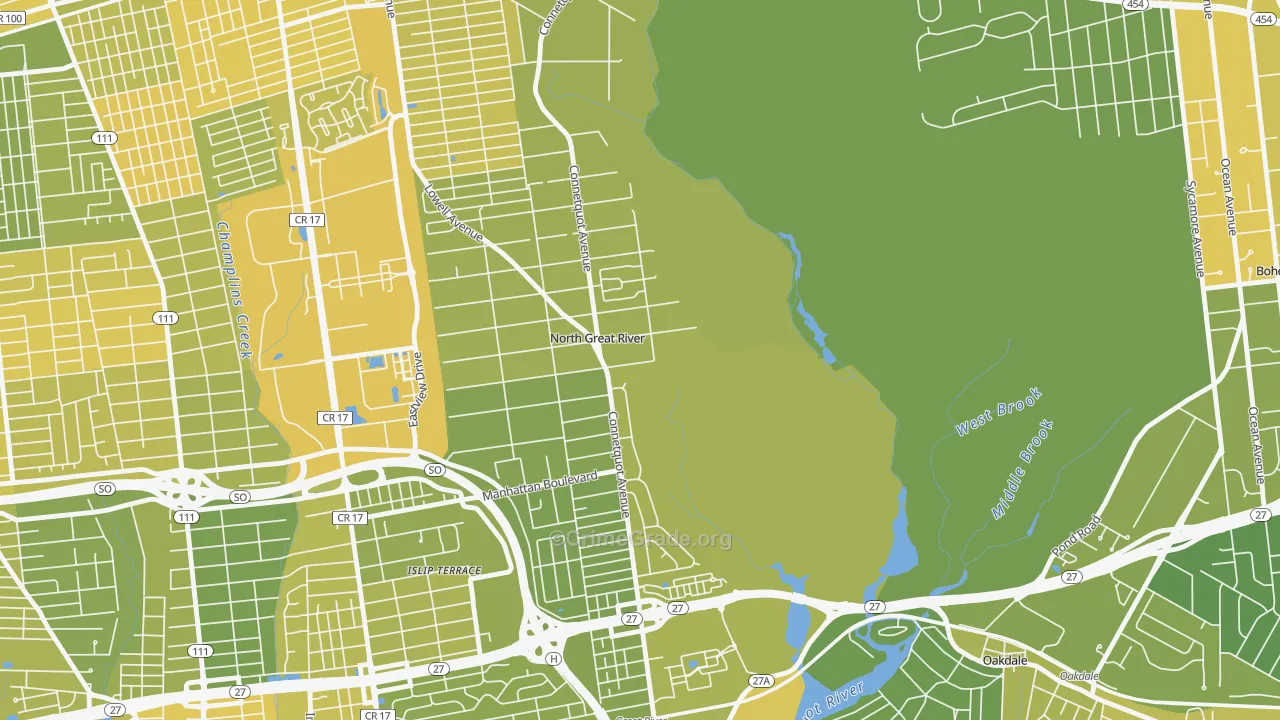 North Great River, NY Map of Vandalism Rates