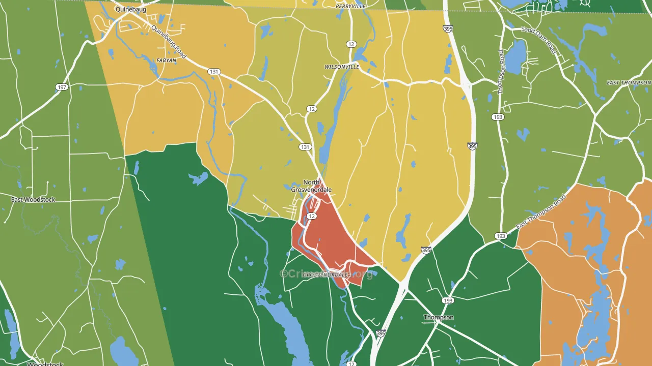 North Grosvenordale, CT Map of Vandalism Rates