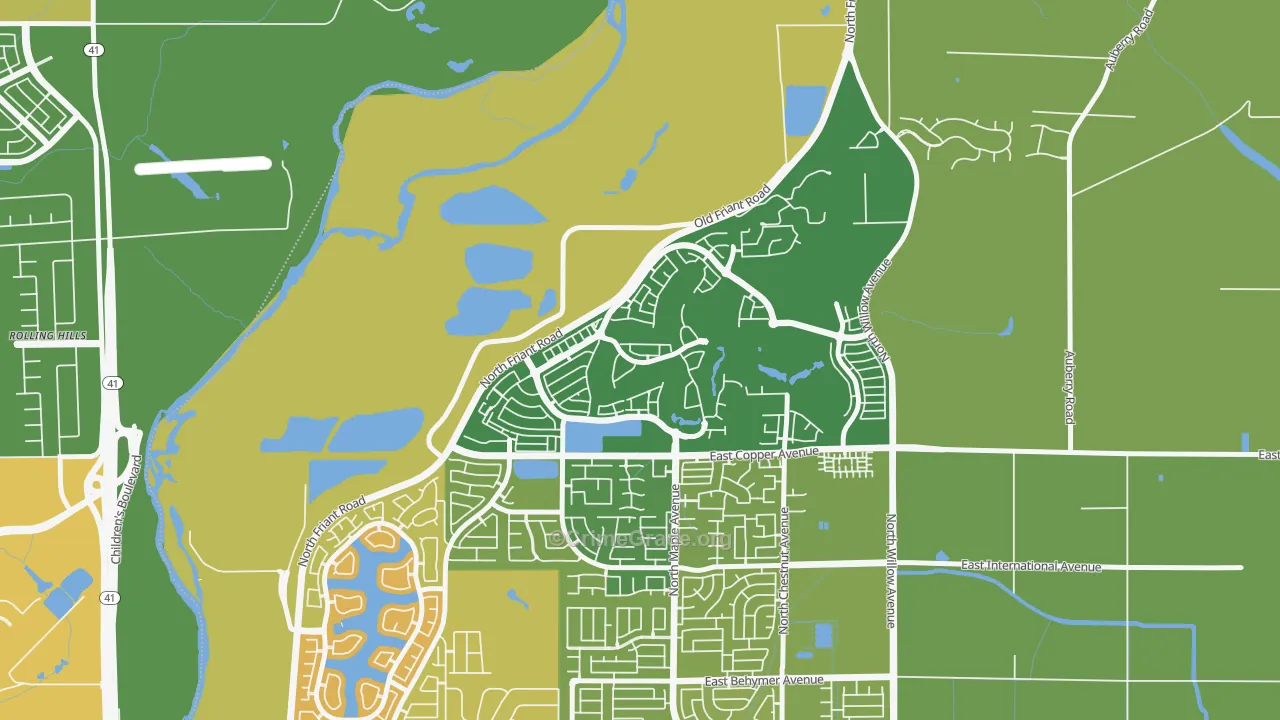 North Growth Area, Fresno, CA Map of Vandalism Rates