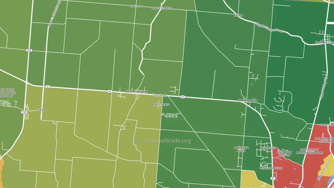 North Hampton, OH Map of Vandalism Rates