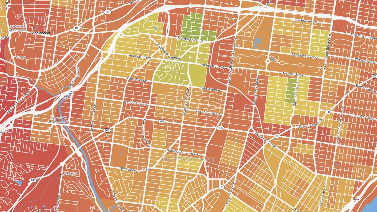 North Hampton, St. Louis, MO Map of Vandalism Rates