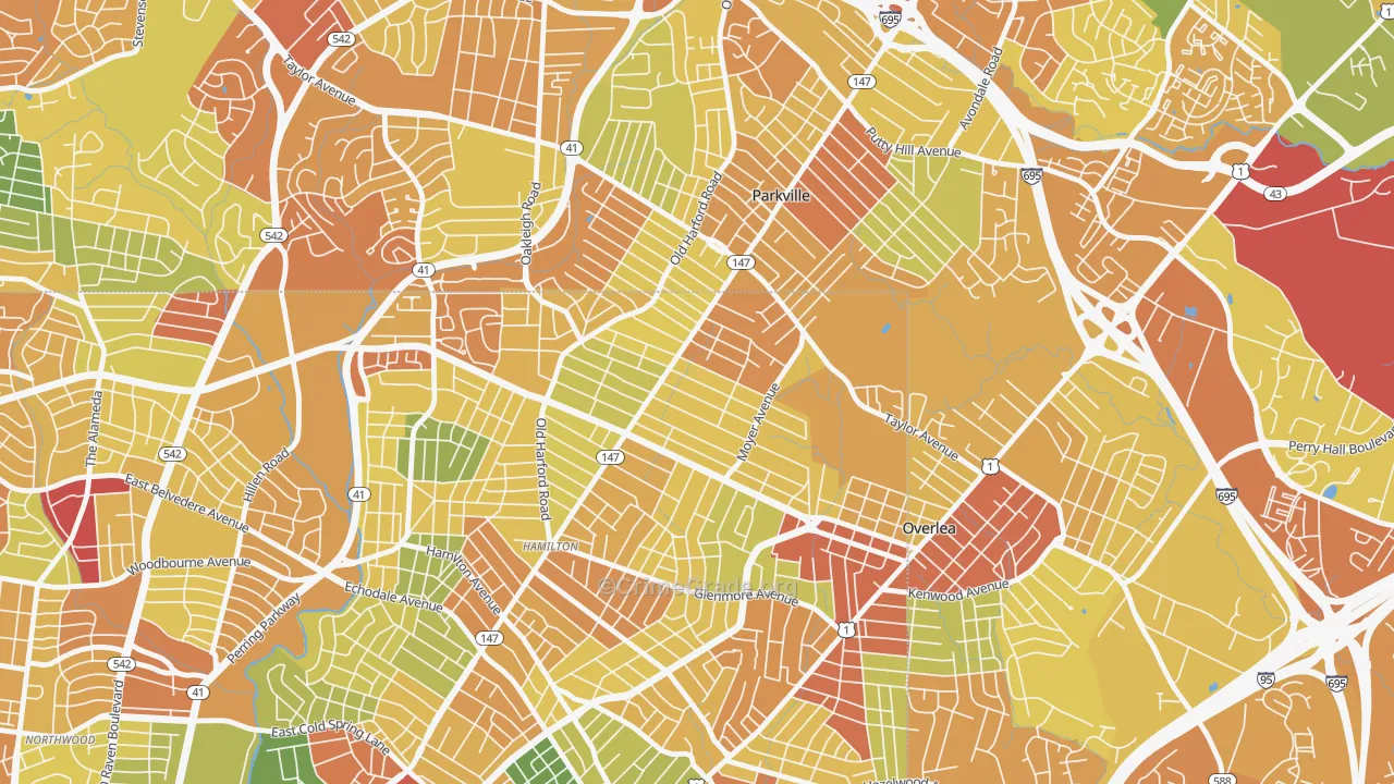 North Harford Road, Baltimore, MD Map of Vandalism Rates