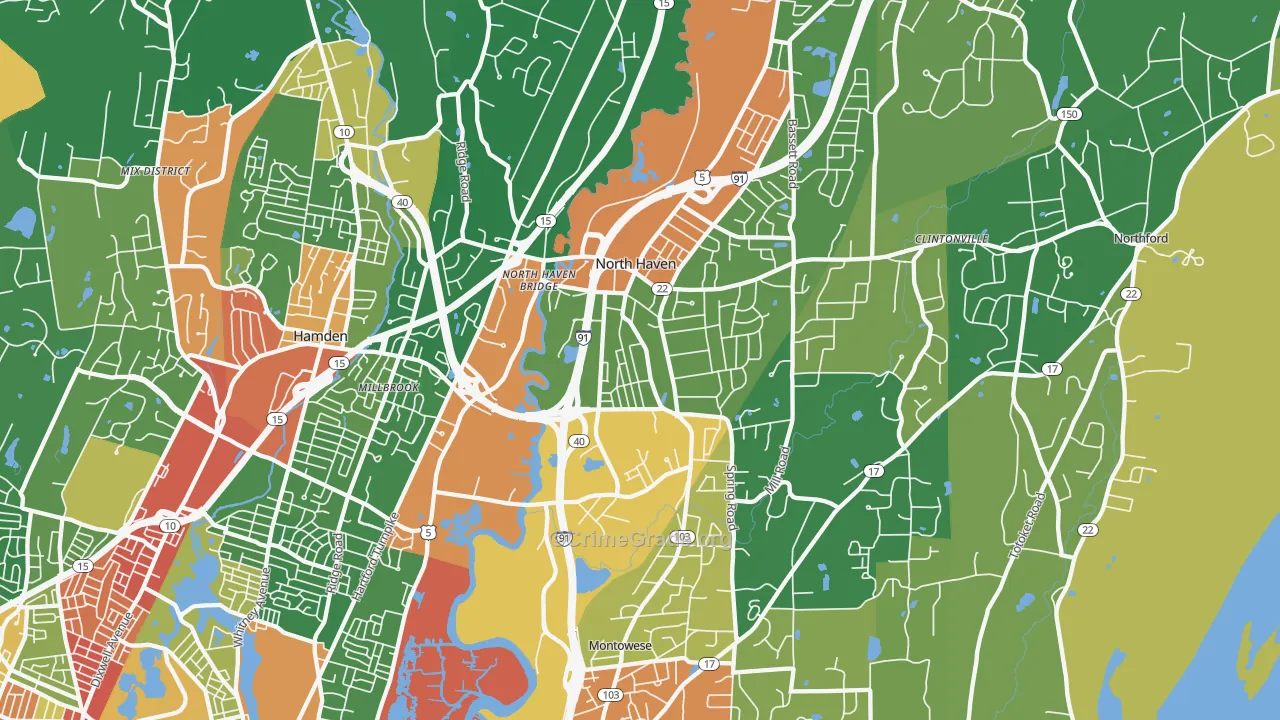 North Haven, CT Map of Vandalism Rates