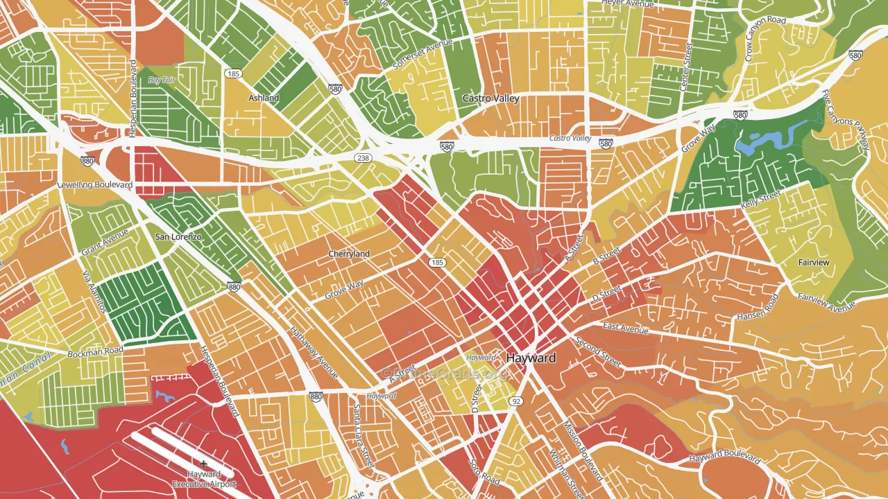 North Hayward, Hayward, CA Map of Vandalism Rates