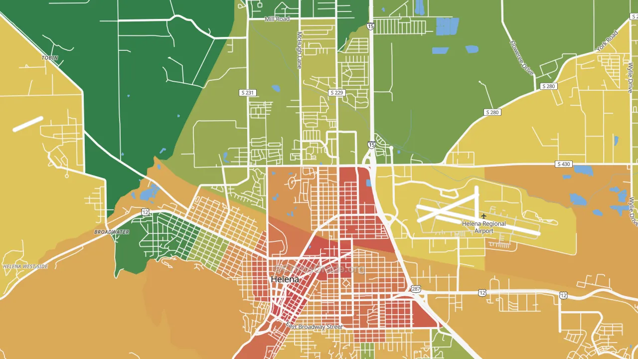 North, Helena, MT Map of Vandalism Rates