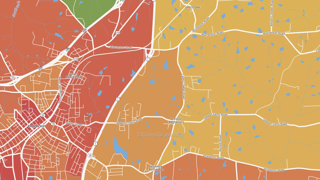 North Henderson, NC Map of Vandalism Rates