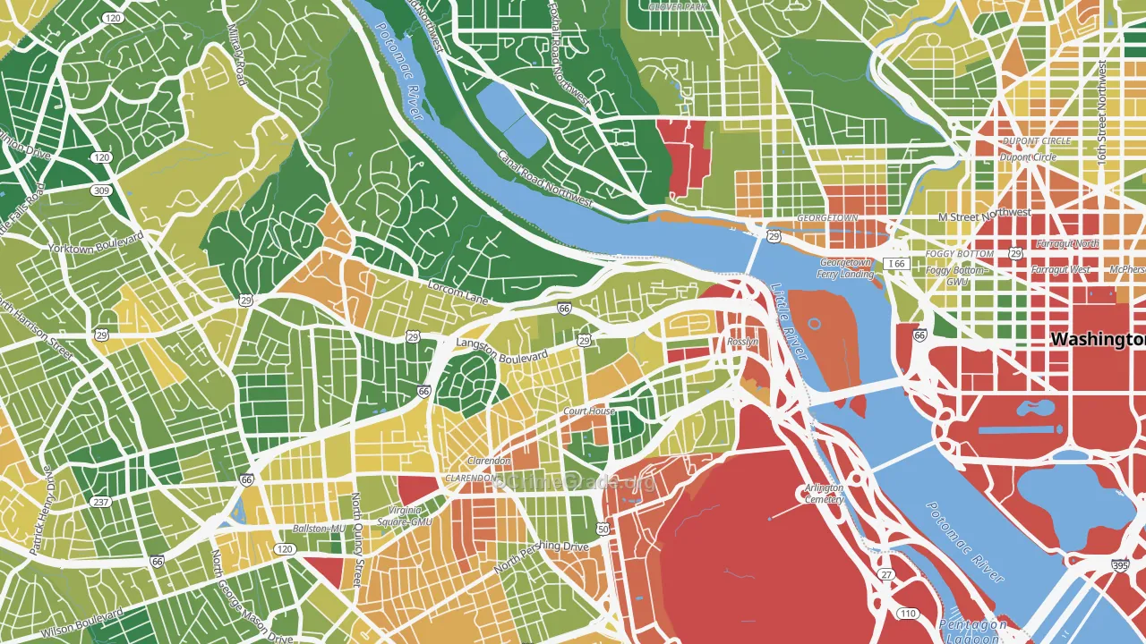 North Highland, Arlington, VA Map of Vandalism Rates