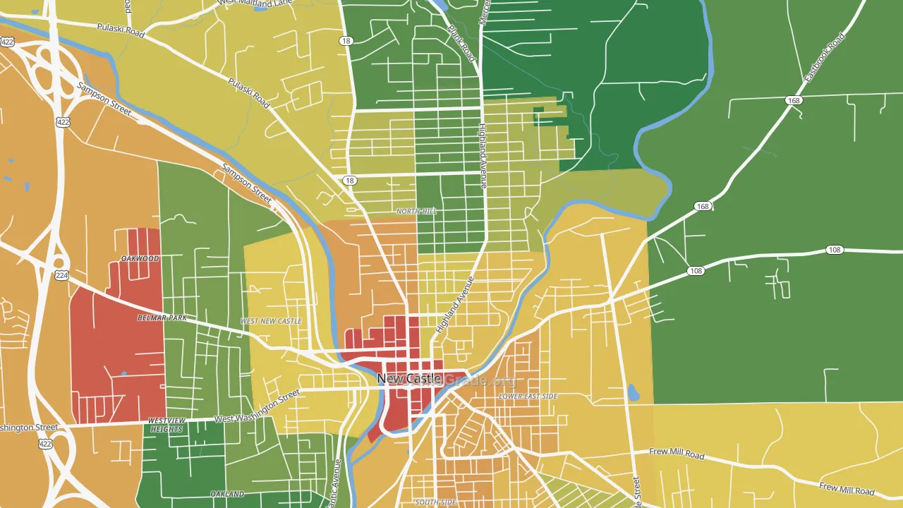 North Hill Historic District, New Castle, PA Map of Vandalism Rates